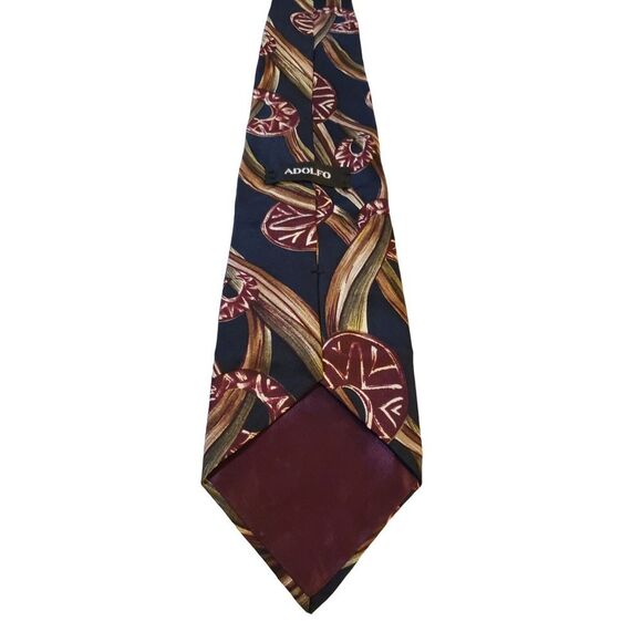 Vintage‎ Adolfo Abstract Blue Burgundy Silk Neck Tie Business Wedding Office - Picture 4 of 12